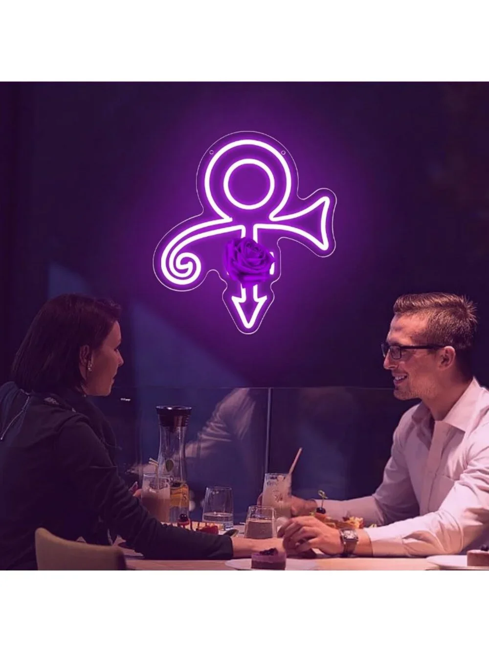 Purple LED Music Symbol Neon Wall Decor Light for Man Cave or Music Room